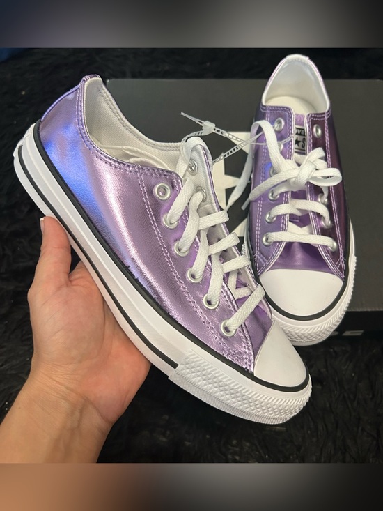 Converse Shoes - CONVERSE all Star purple metallic lace up shoes sneakers women’s 7.5 new